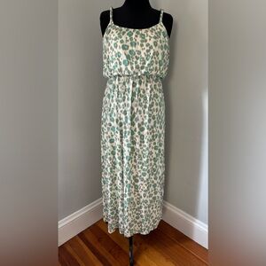 LOFT - Turquoise Aqua Blue Leopard Animal Print Maxi Dress - Medium Petite